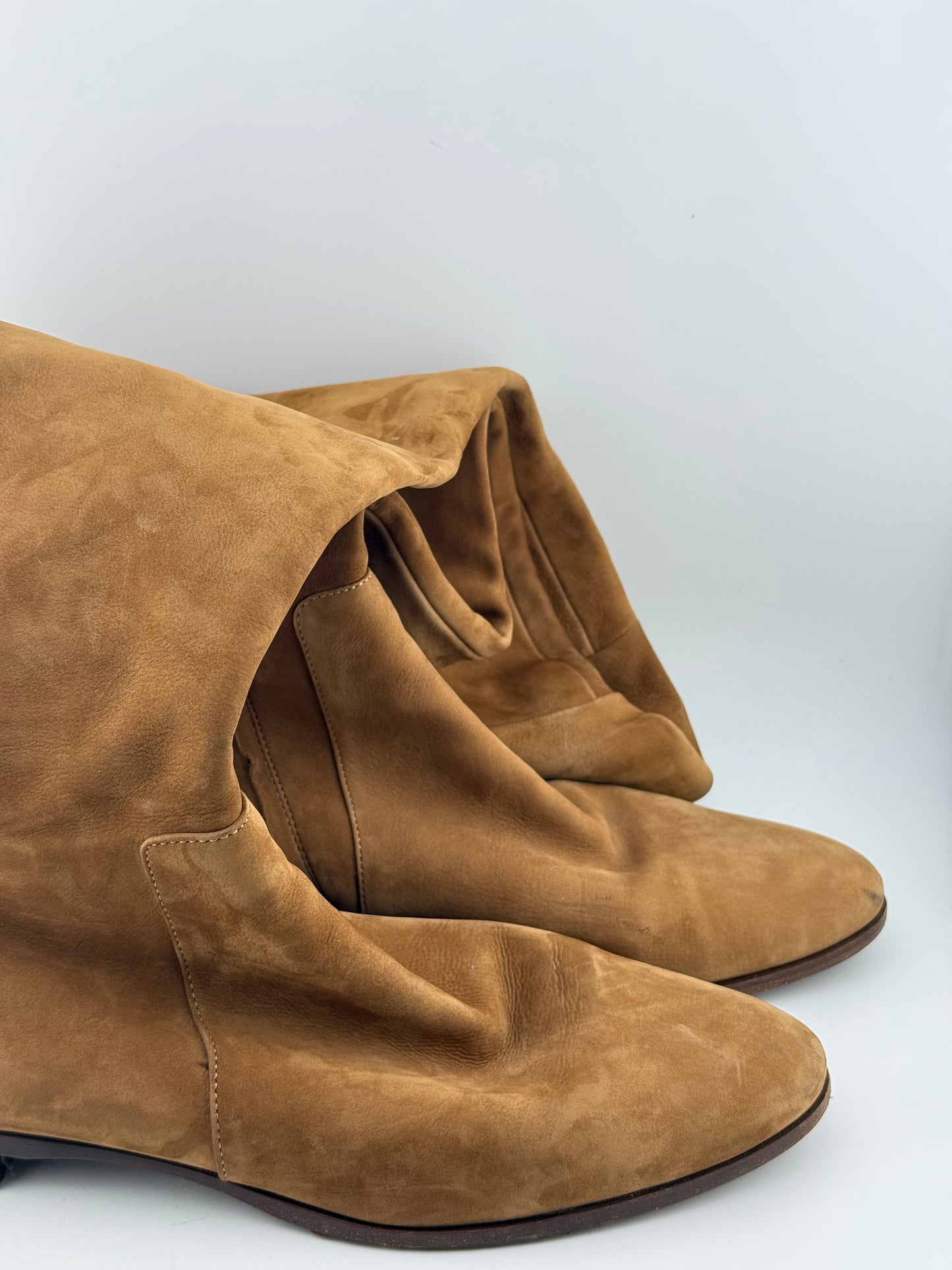 Sergio Rossi Knee High Flat Boots - Brown (Size 38)