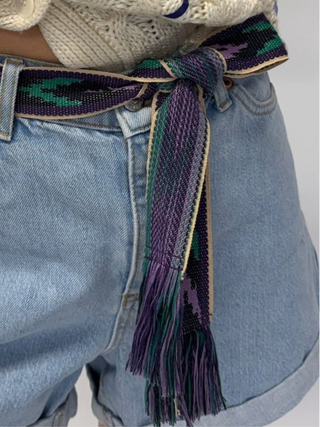 Isabel Marant ETKA Woven Graphic Pattern Belt - Faded Night