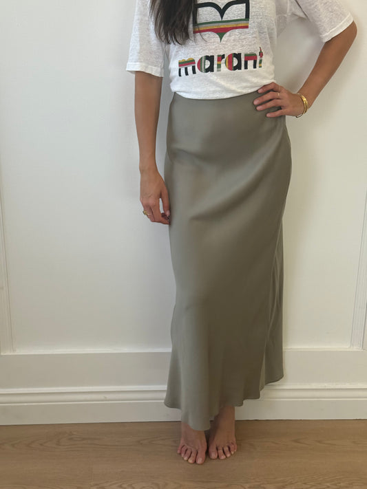 Jigsaw Khaki Silk-Look Skirt – Size 6