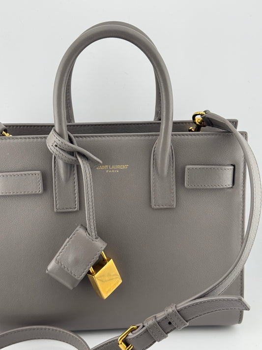 Saint Laurent Sac De Jour Nano Leather Tote – Grey