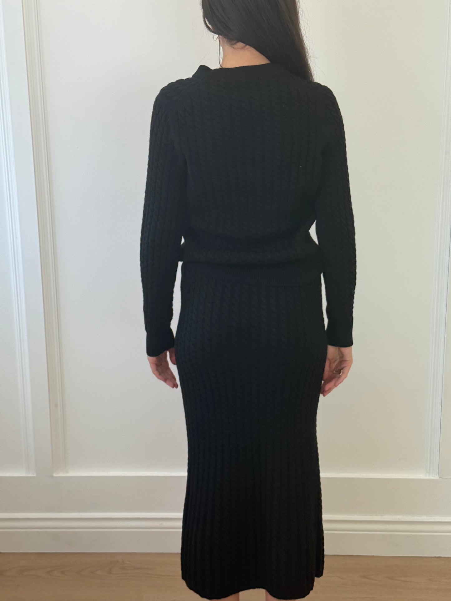 Alessandra Rich Black Knit Skirt and Cardigan Set