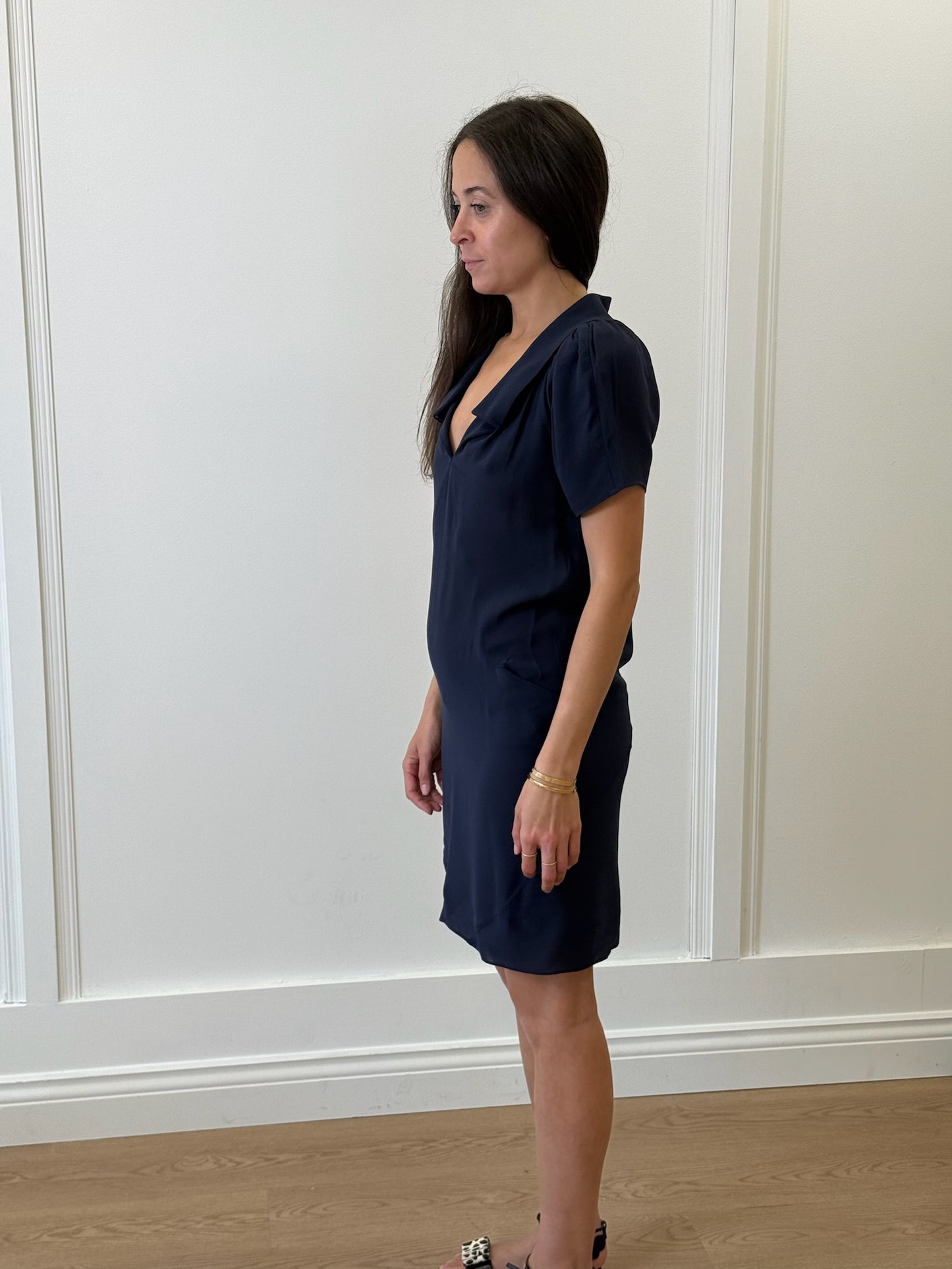 Balenciaga Silk Dress - Navy (Size 36)