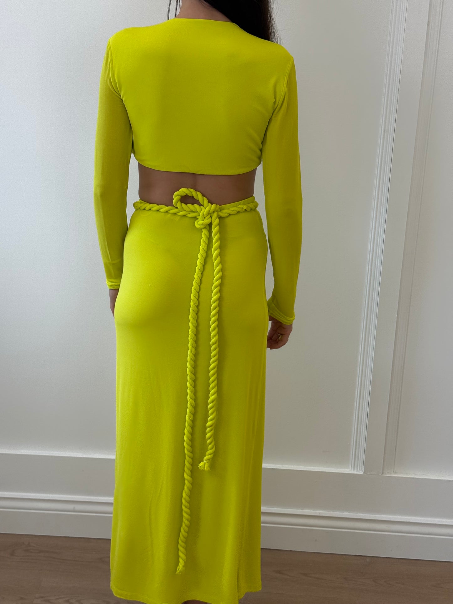 Dion Lee Women’s Rope Wrap Acid Yellow Skirt and Top Set