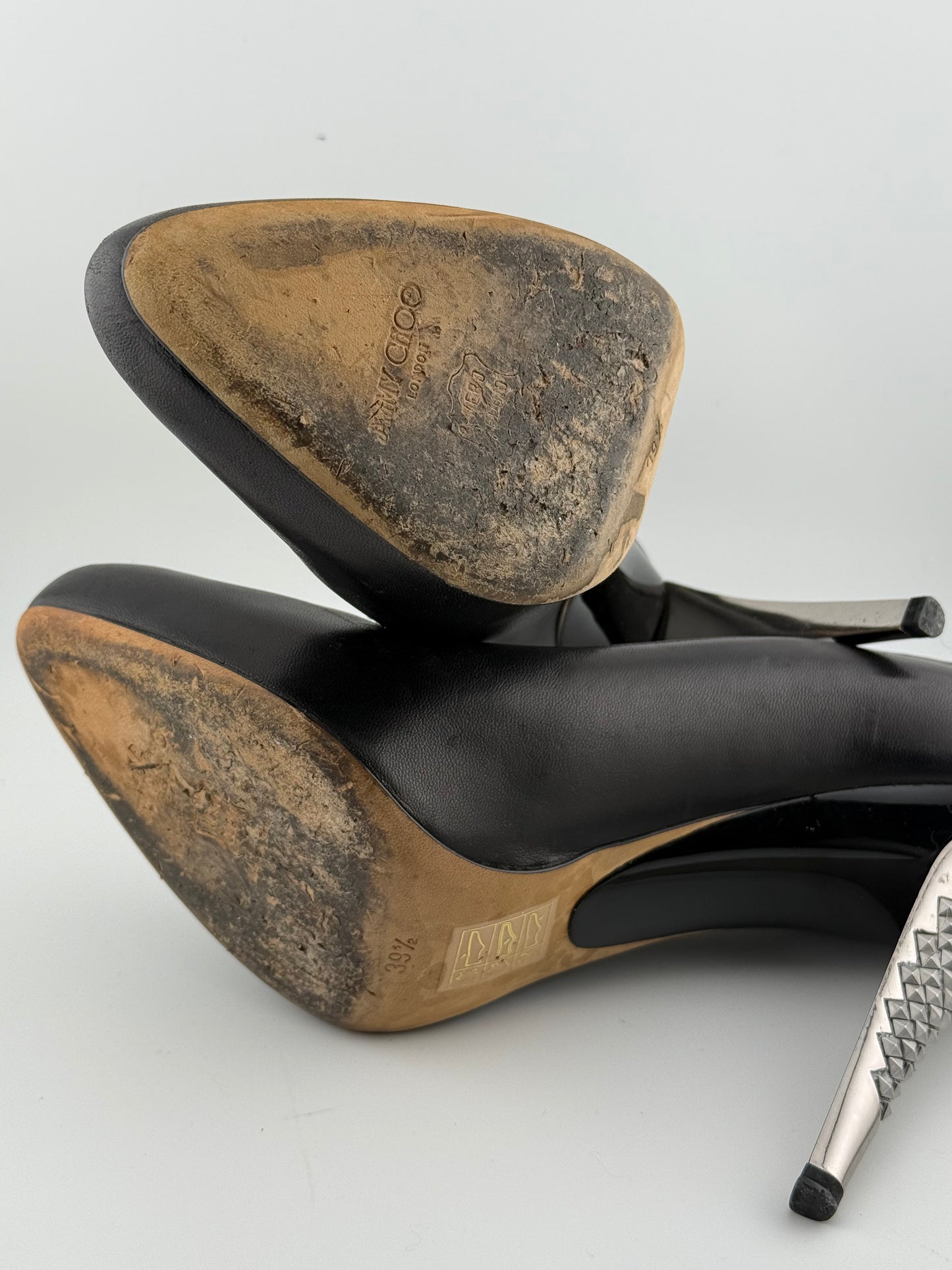 Jimmy Choo Heeled Pumps with Statement Heel - Black/Silver (EUR 40)