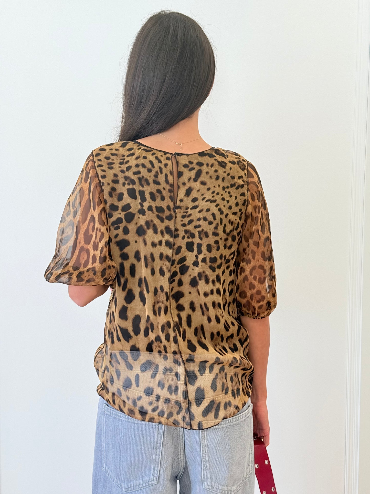 Dolce & Gabbana Chiffon Top - Leopard (Size 38)