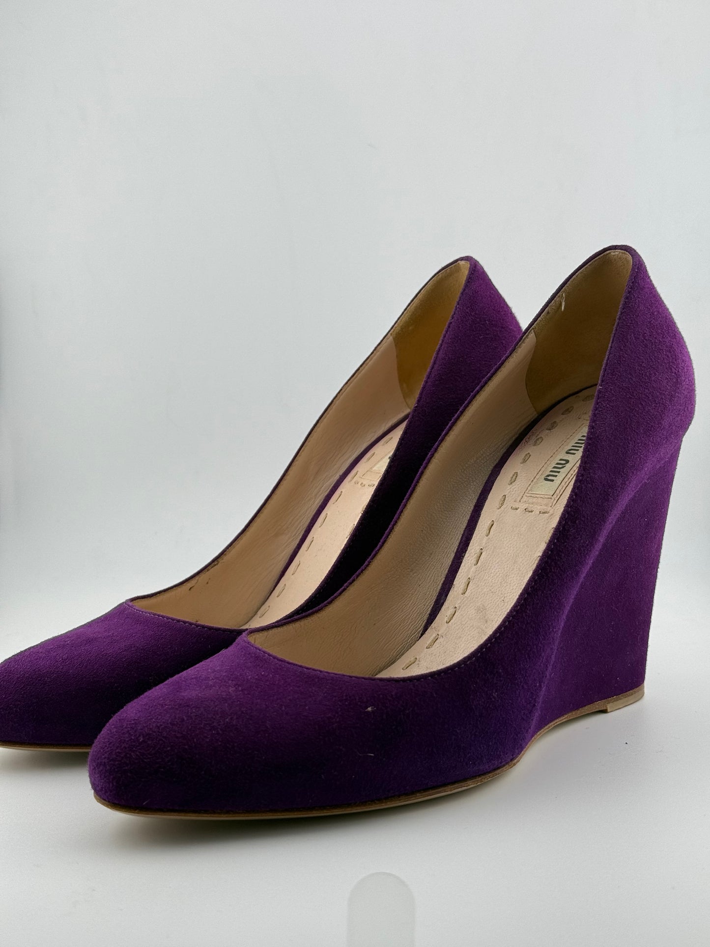 Miu Miu Wedged Court Shoes - Purple (Size 39)