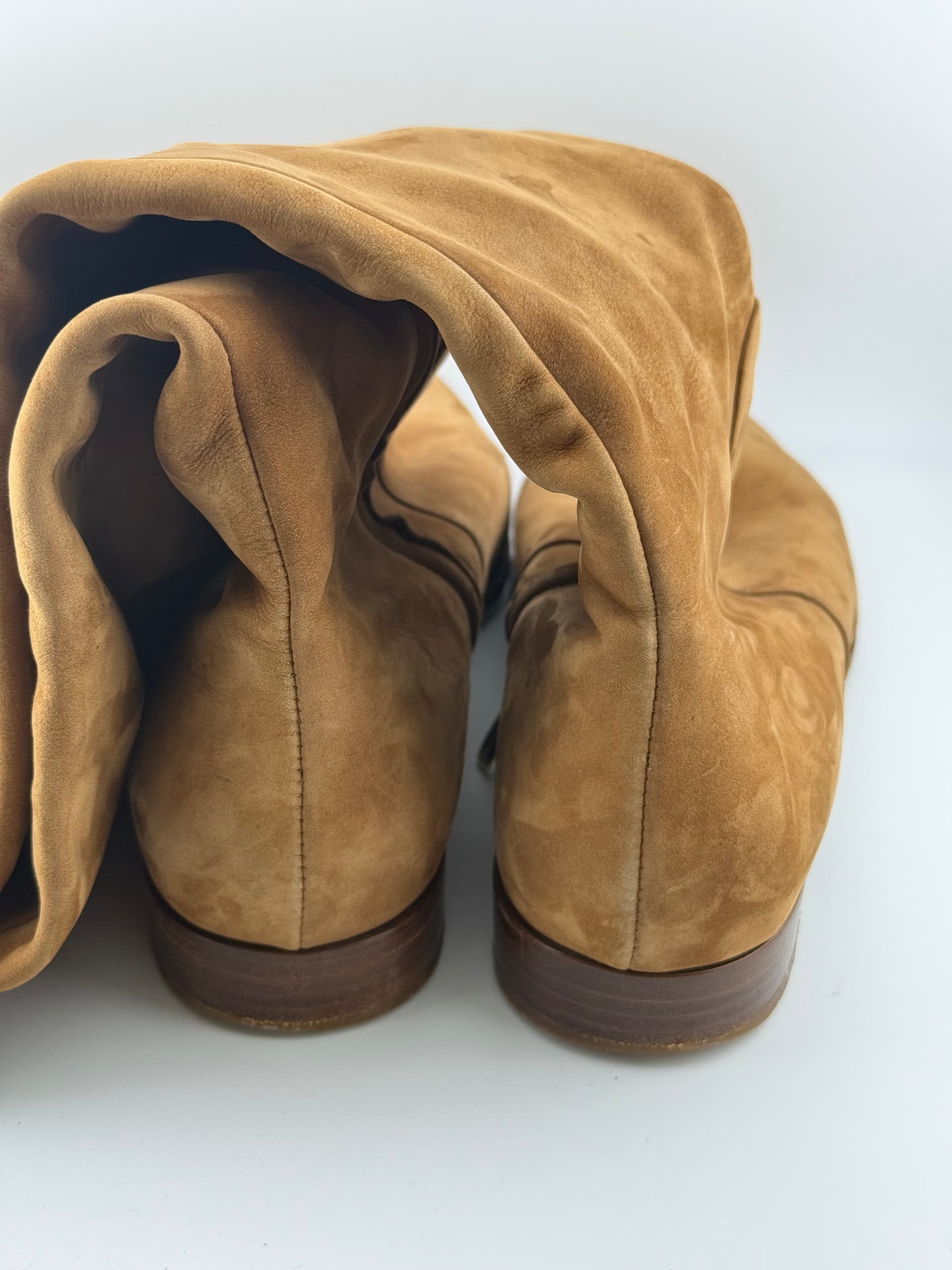 Sergio Rossi Knee High Flat Boots - Brown (Size 38)