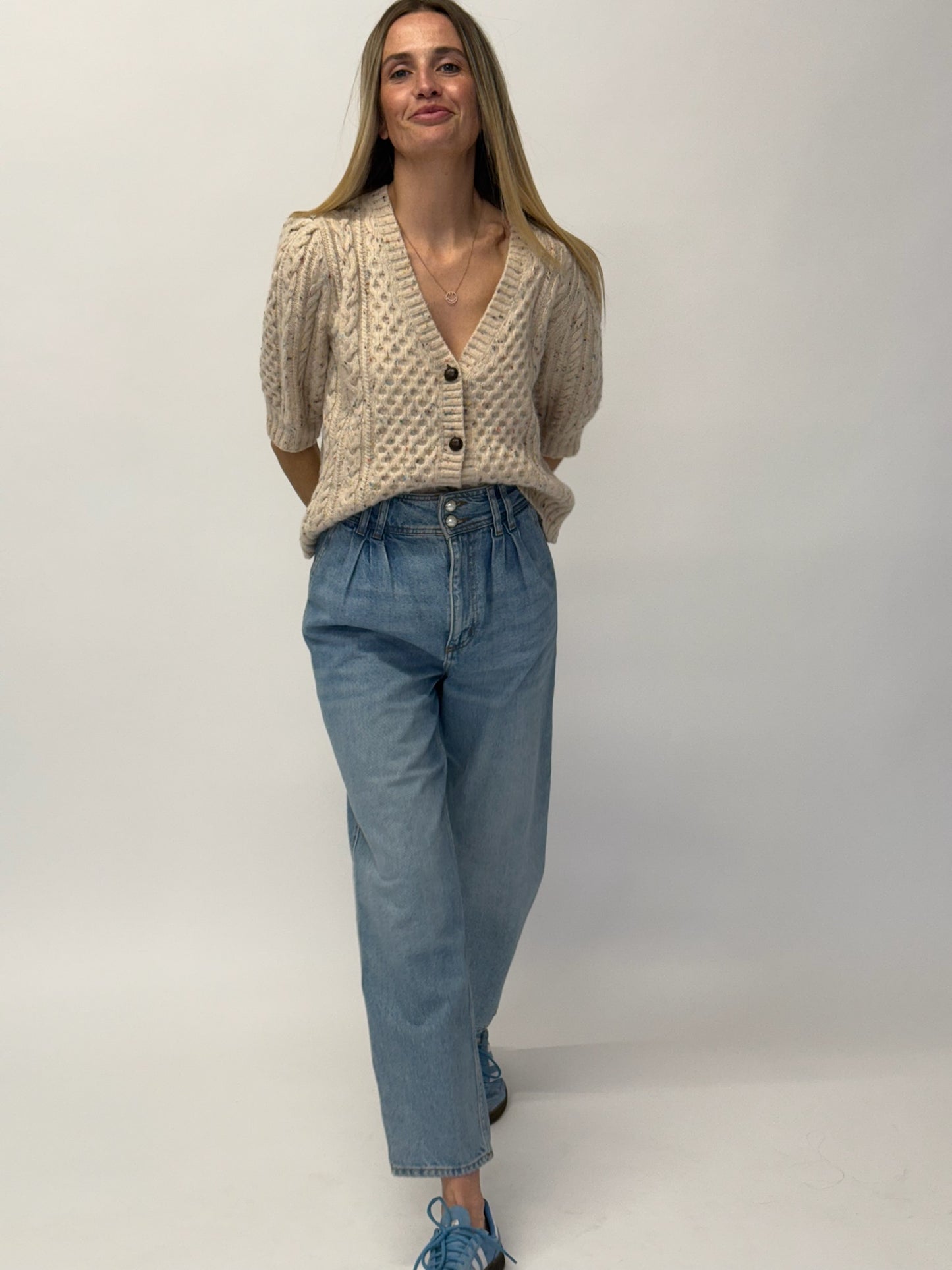 Sandro Paris Cropped Barrel-Leg Jeans - Mid Blue Denim (36 FR)