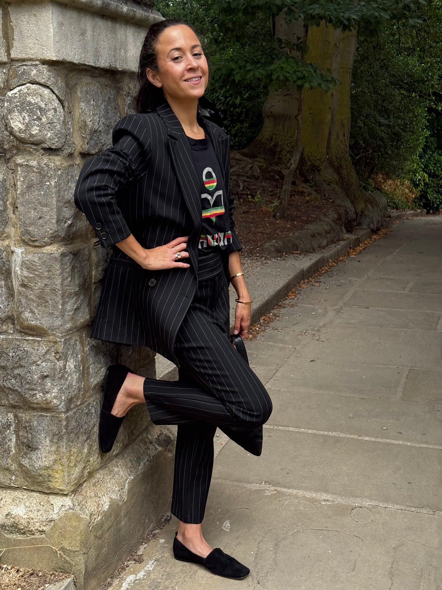 Ganni Double-Breasted Pinstripe Suit (38)