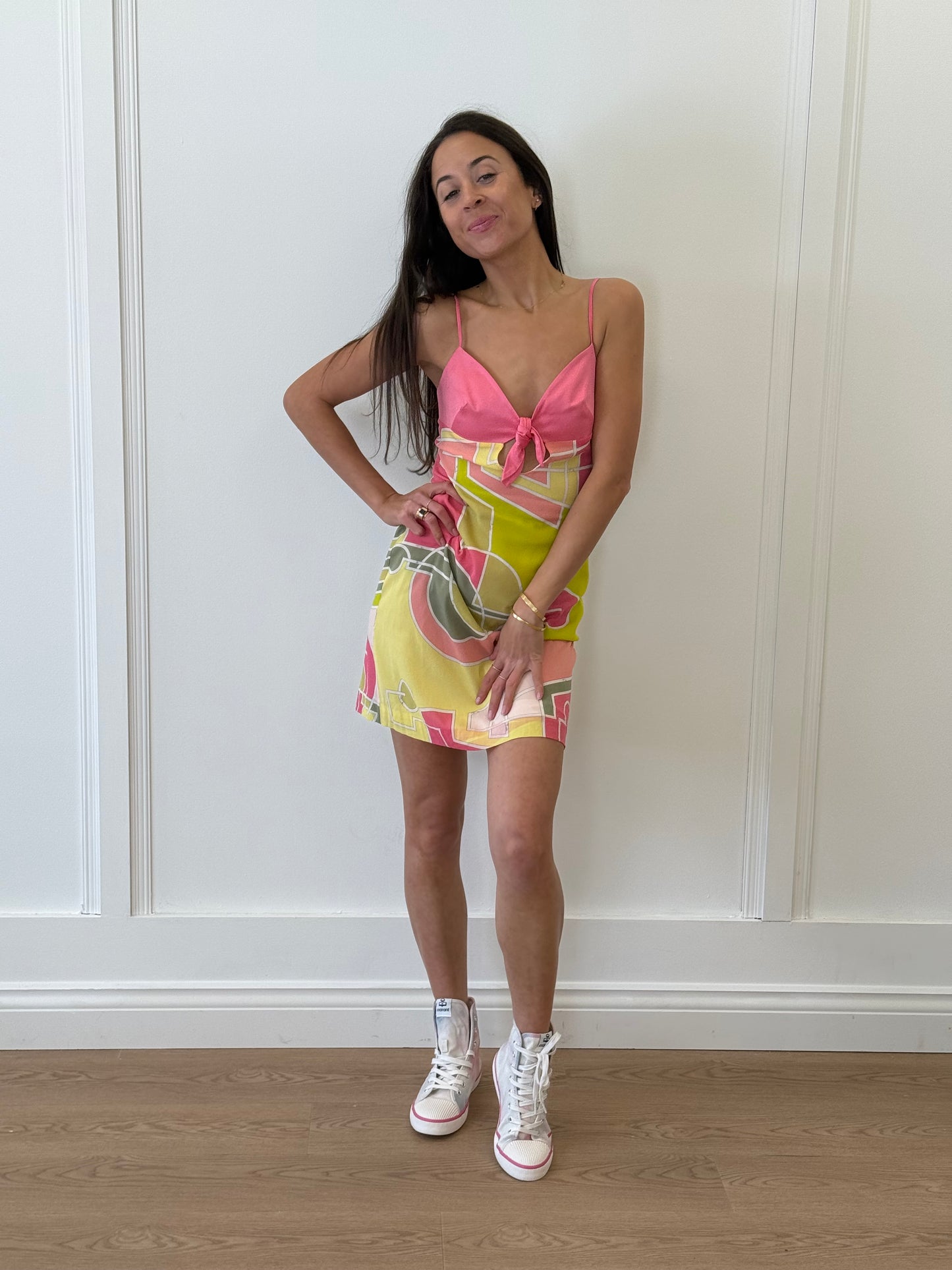 Emilio Pucci Pink Printed Mini Dress - Pink/Green (Estimated Size XS)