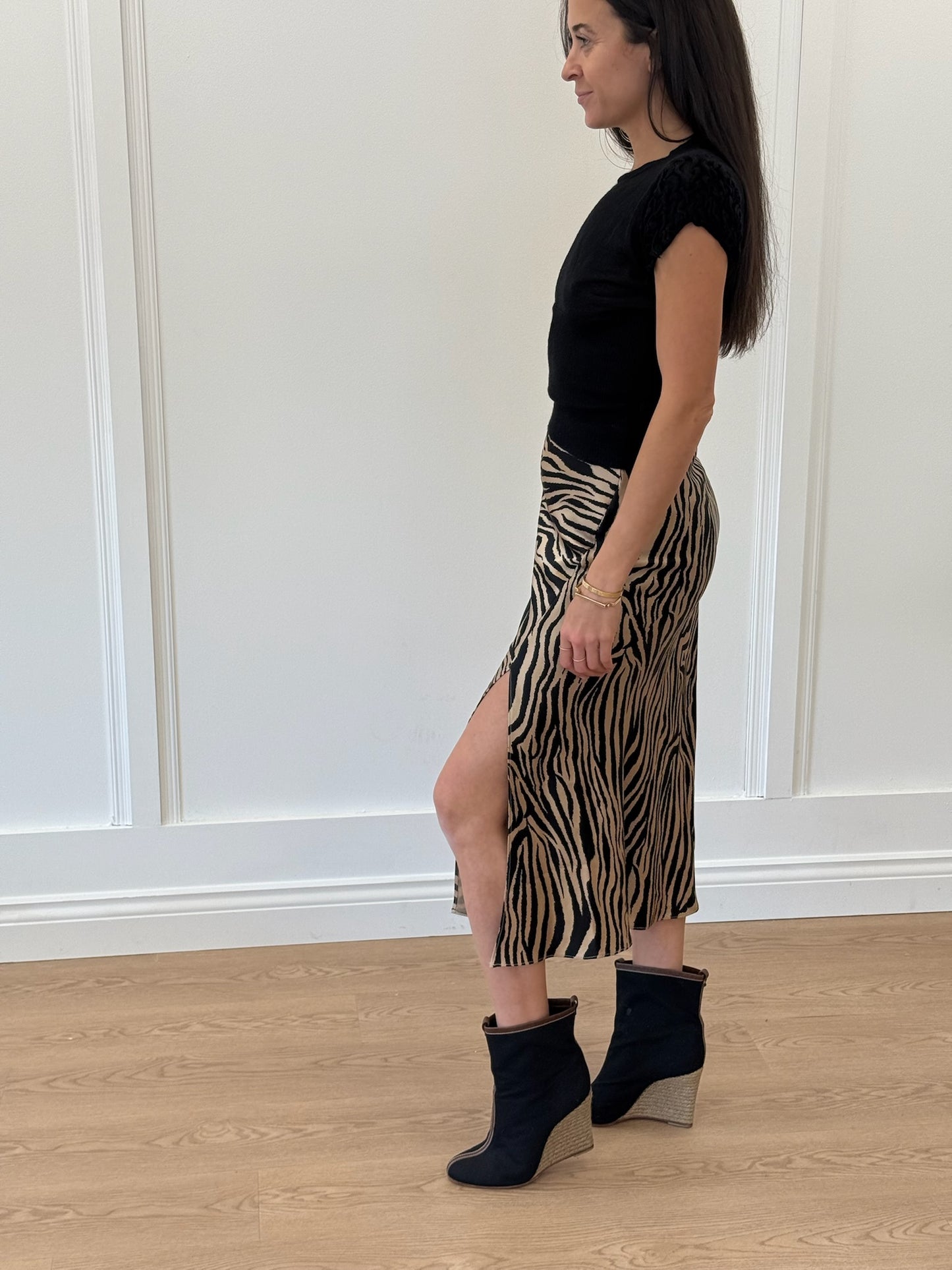 Anine Bing Tiger Print Skirt - Brown/Black (Estimated Size XS)