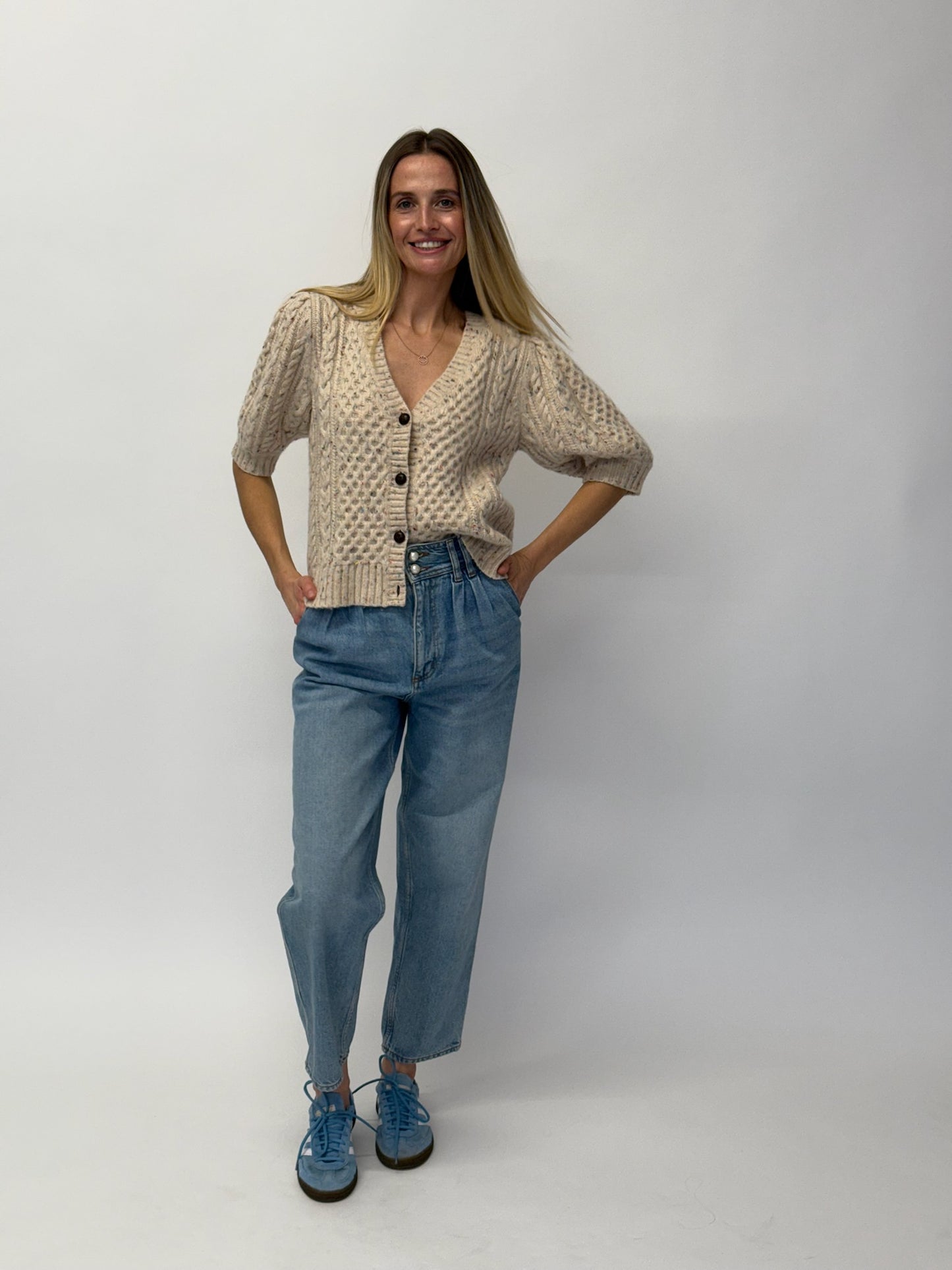 Sandro Paris Cropped Barrel-Leg Jeans - Mid Blue Denim (36 FR)