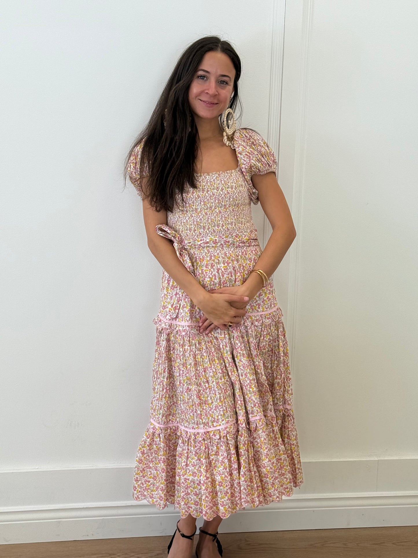Love Shack Fancy Mid-Length Dress - Pink Floral (Size XS)