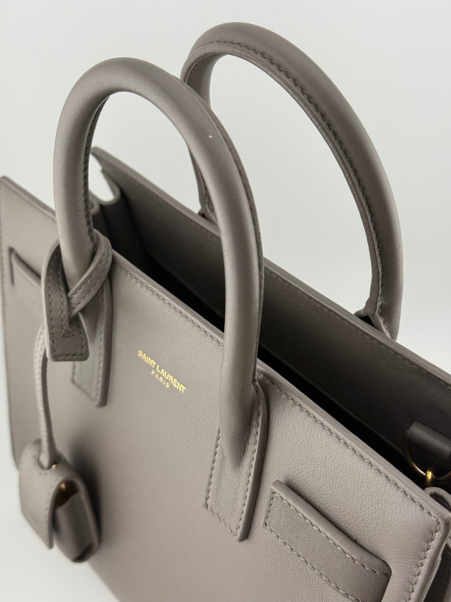 Saint Laurent Sac De Jour Nano Leather Tote – Grey