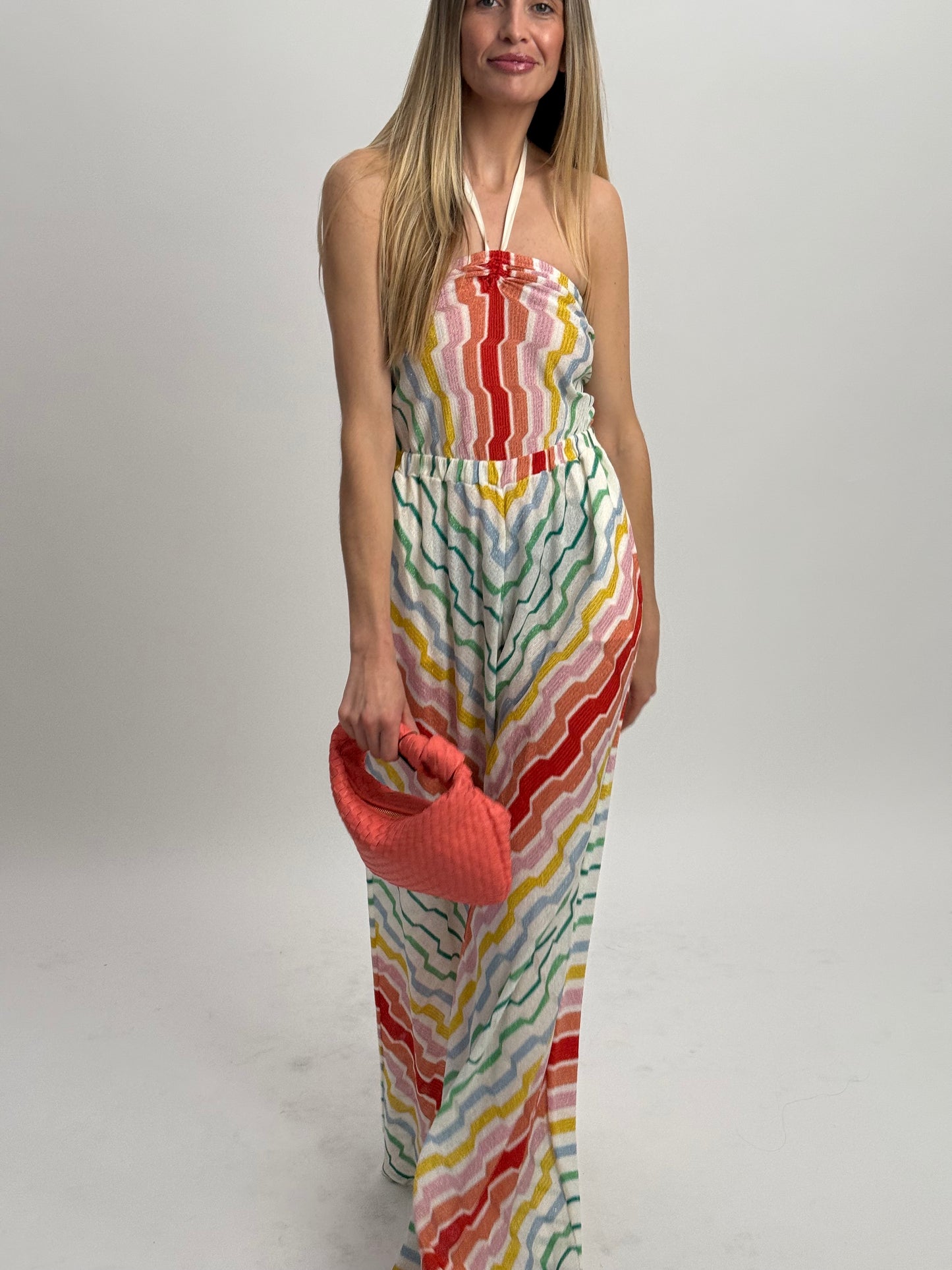 Missoni Flared Jumpsuit with Velvet Neck Ties - Multi (IT 42)