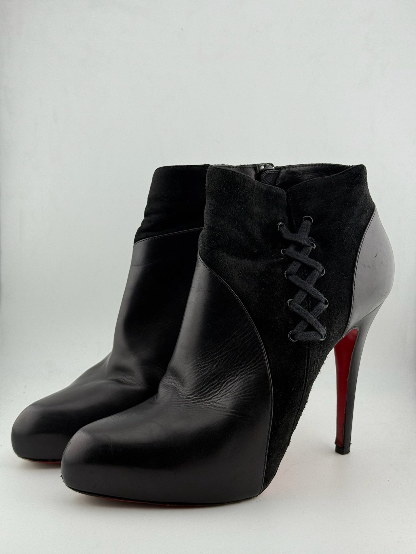 Christian Louboutin Shoe Boot with Criss Cross Shoe Lace Detail - Black (Size 40)