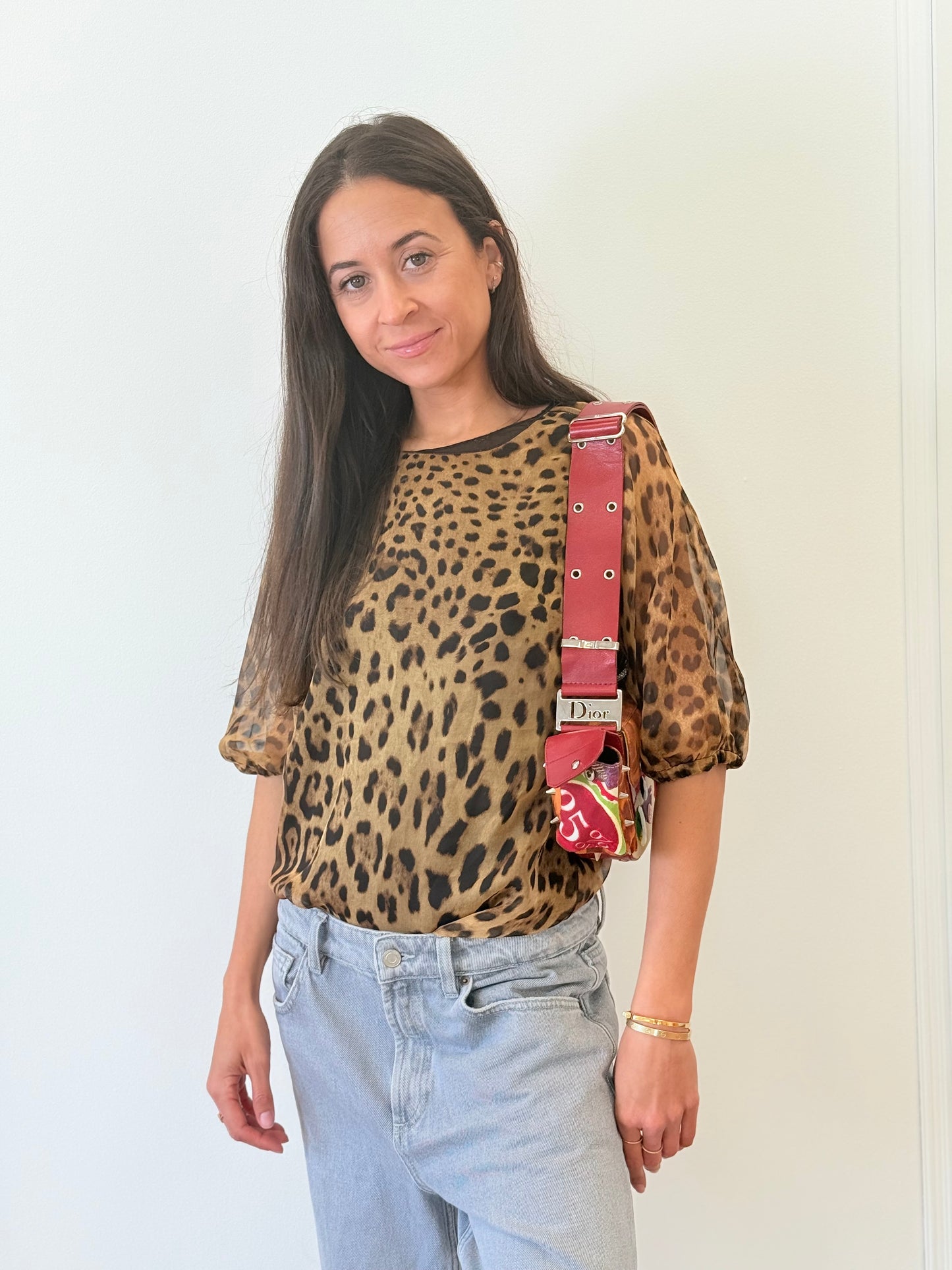 Dolce & Gabbana Chiffon Top - Leopard (Size 38)