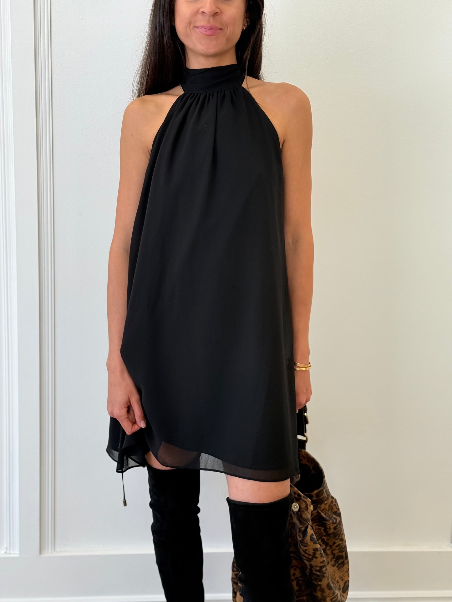 Haut Hippee Halter Neck Black Dress - Black