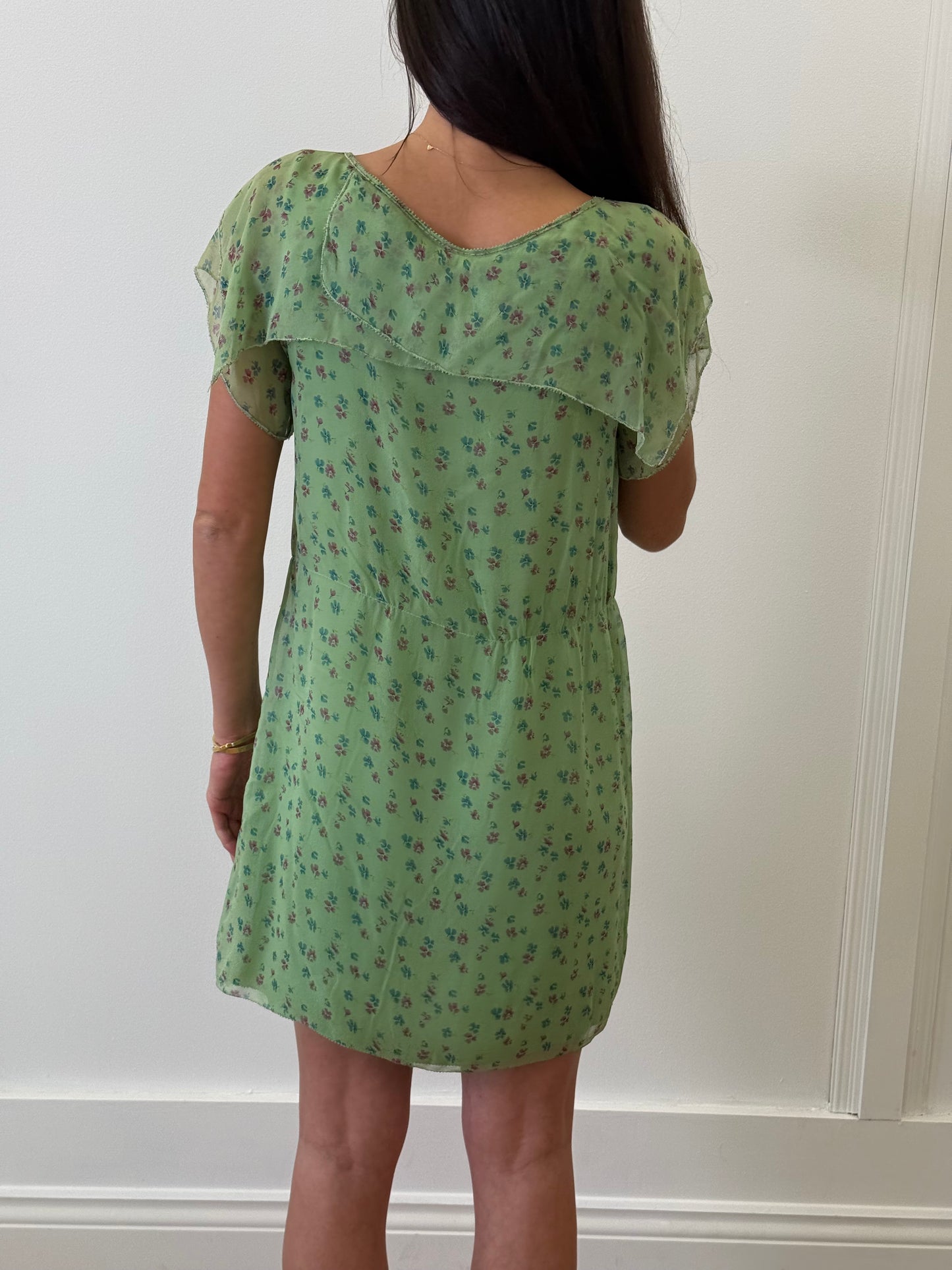 3.1 Phillip Lim Trim Floral Dress - Green/Floral (Size 2)