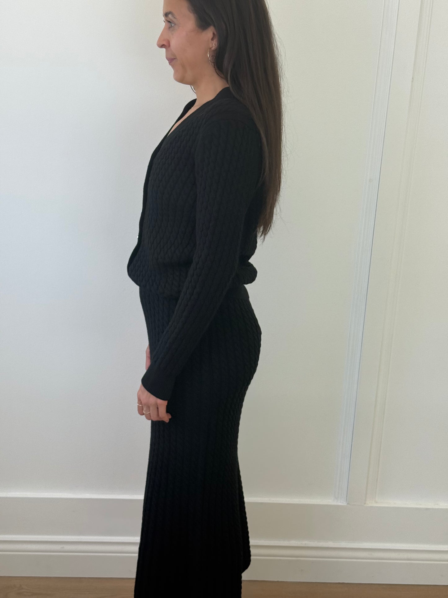 Alessandra Rich Black Knit Skirt and Cardigan Set