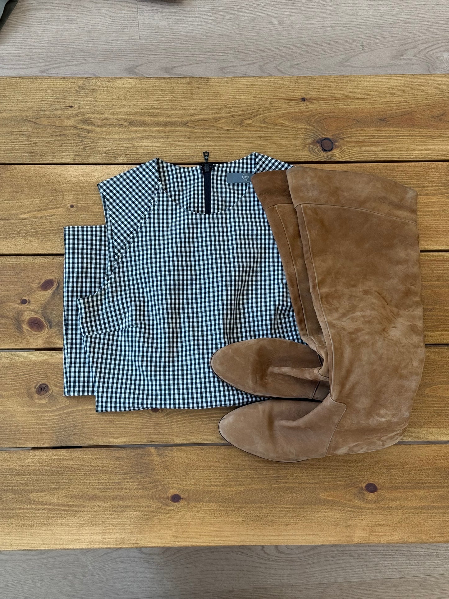 Alexandra McQueen Checked Shift Dress - Black/White (Size 42)