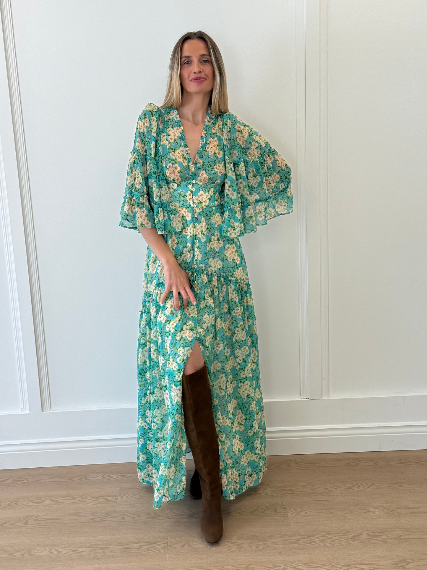By TiMo Floral Maxi Dress - Turquoise (XS)