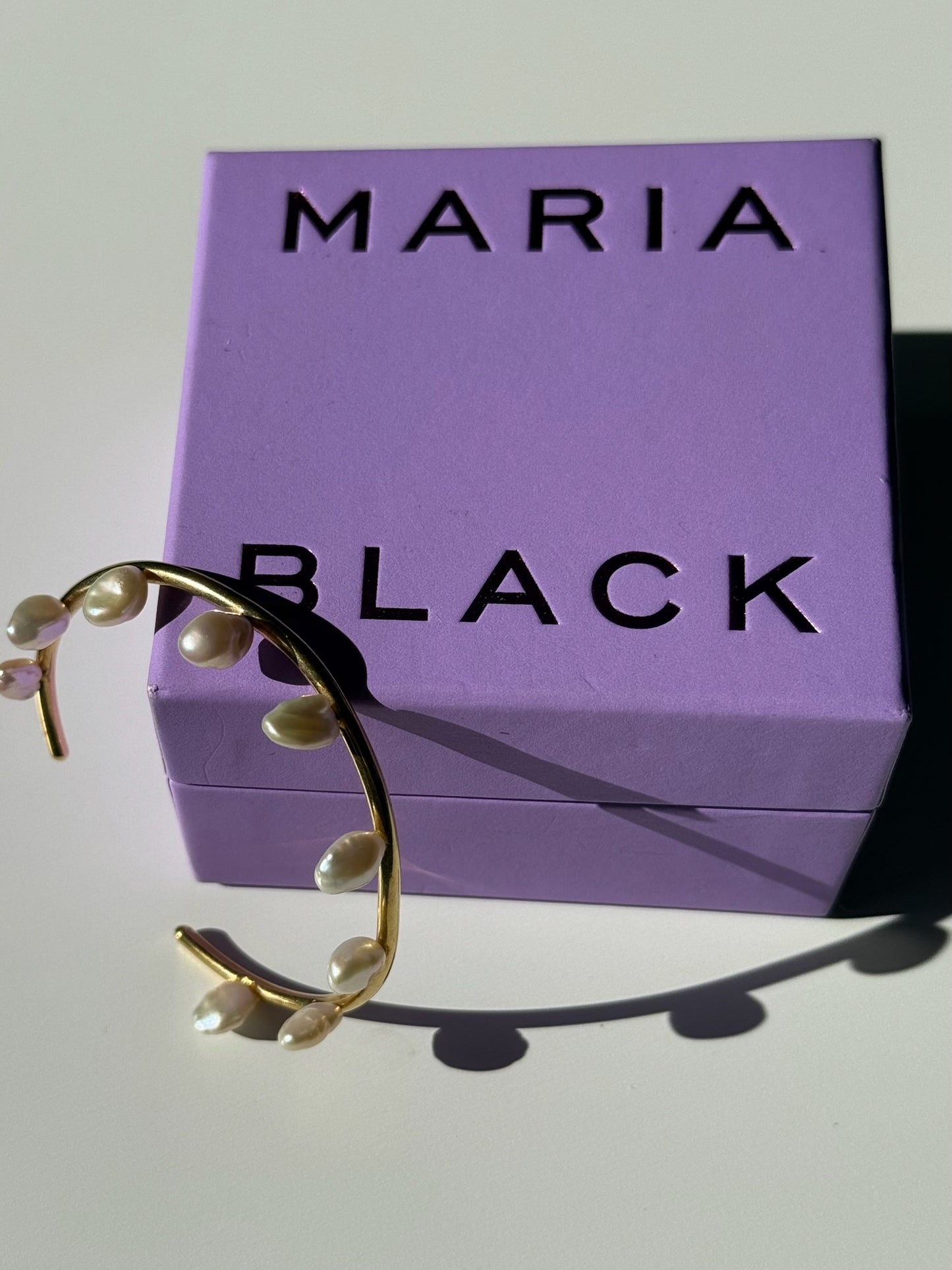 Maria Black Gold & Natural Pearl Fine Cuff Bracelet - Gold & Pearl