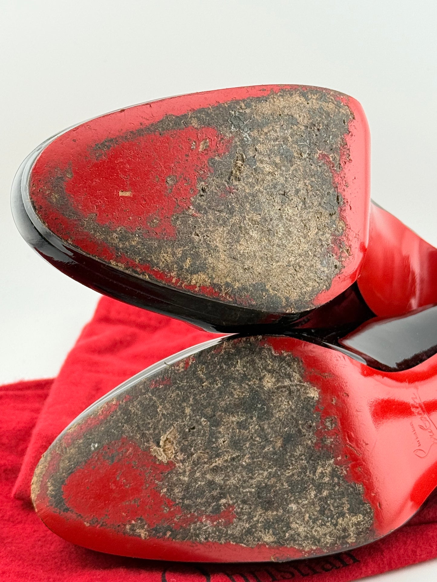 Christian Louboutin Patent Heeled Pumps with Signature Red Sole - Black Patent (EUR 40)