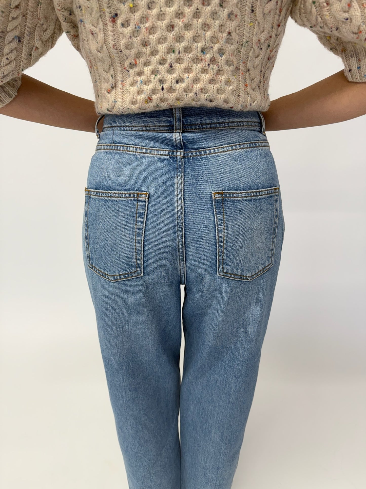 Sandro Paris Cropped Barrel-Leg Jeans - Mid Blue Denim (36 FR)