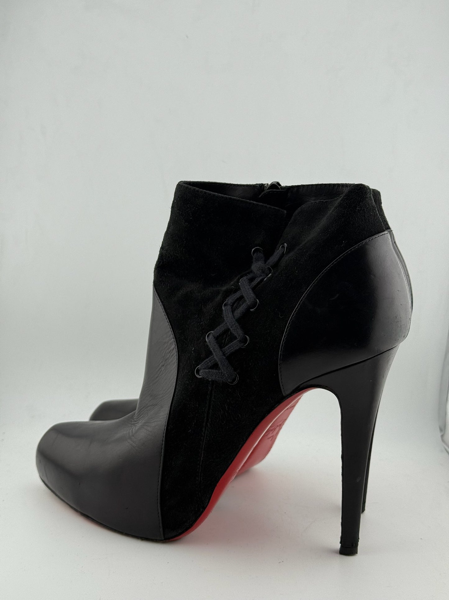 Christian Louboutin Shoe Boot with Criss Cross Shoe Lace Detail - Black (Size 40)