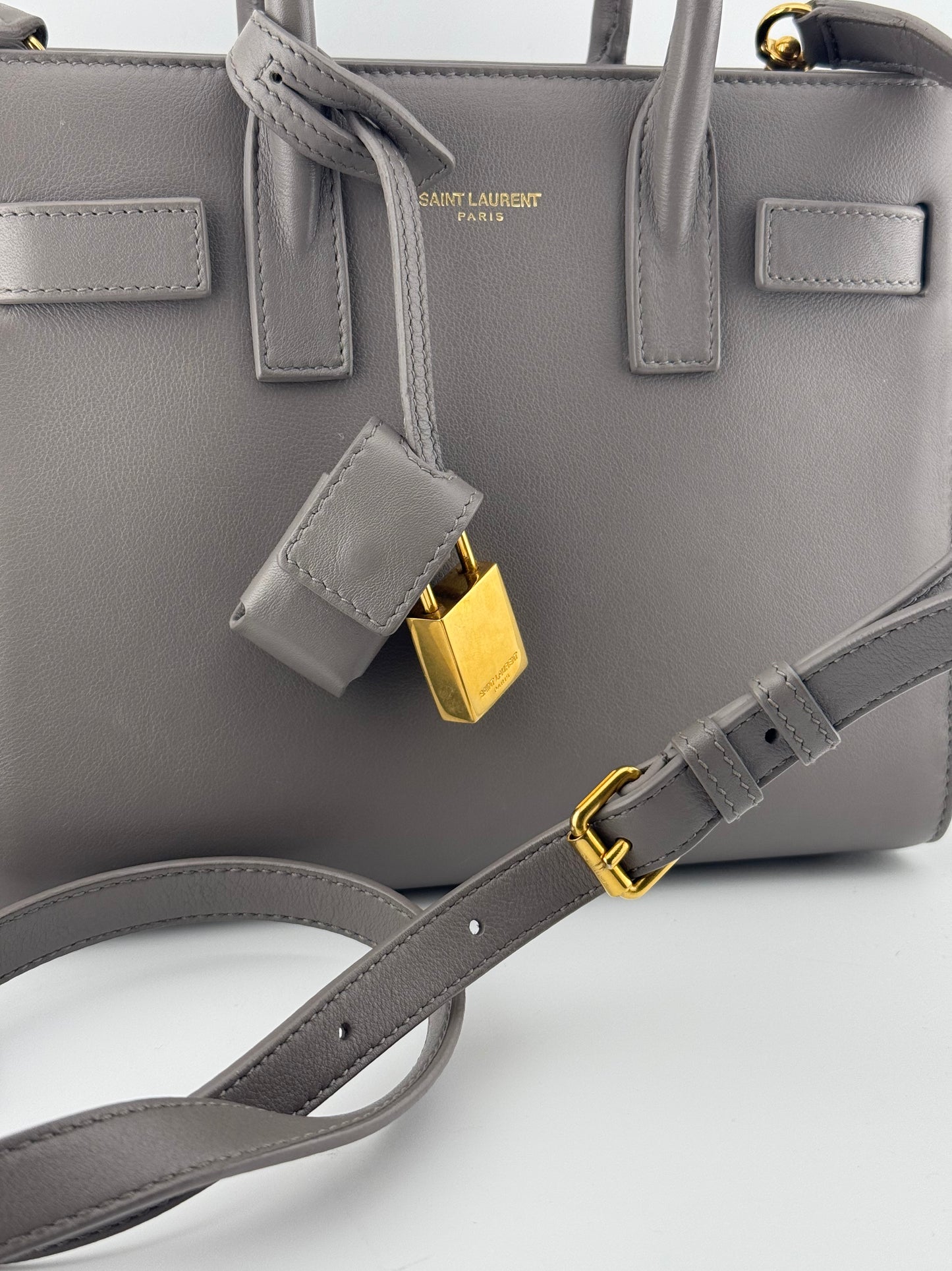 Saint Laurent Sac De Jour Nano Leather Tote – Grey