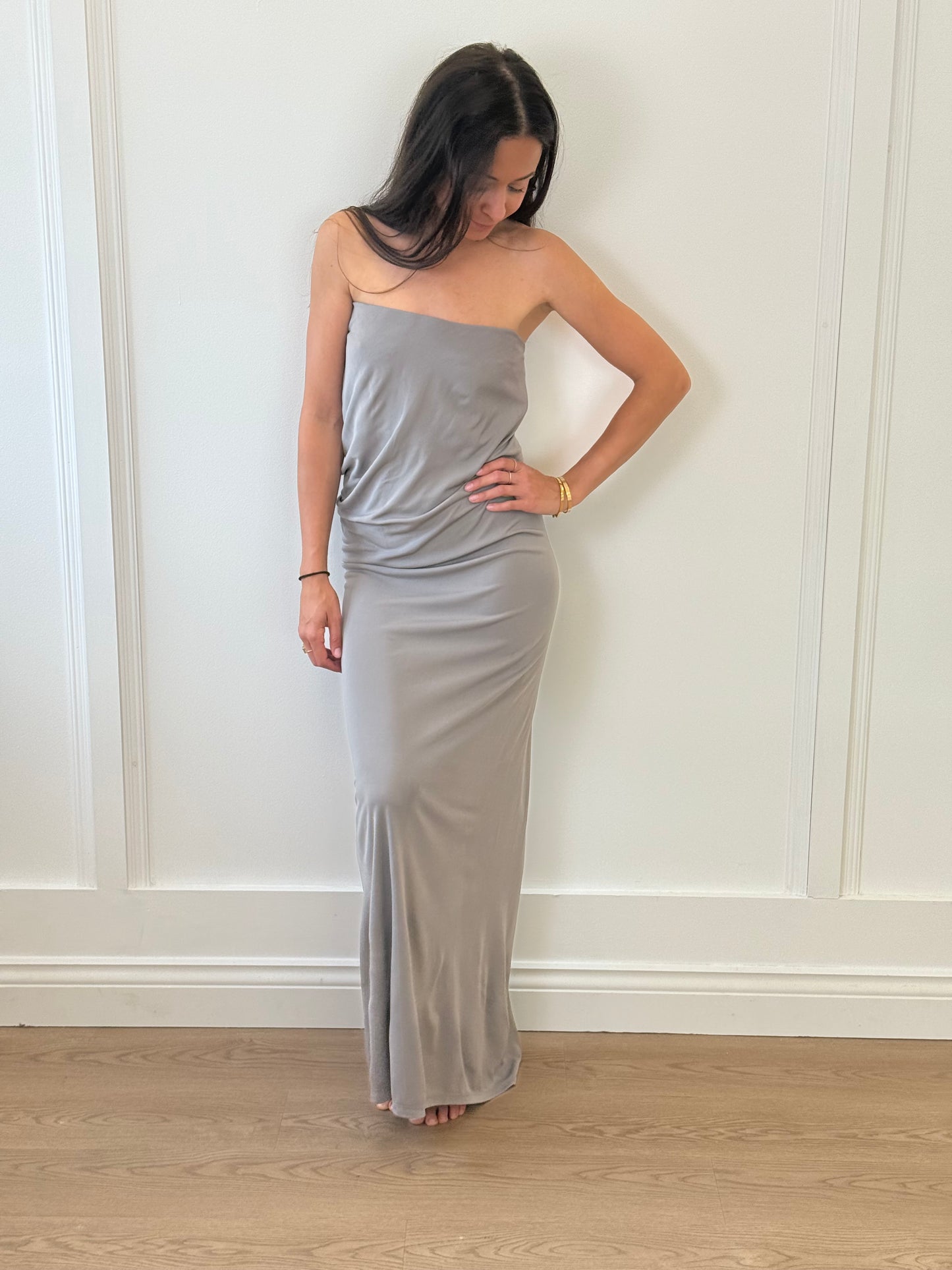 Christopher Esber Grey Strapless Dress (12)