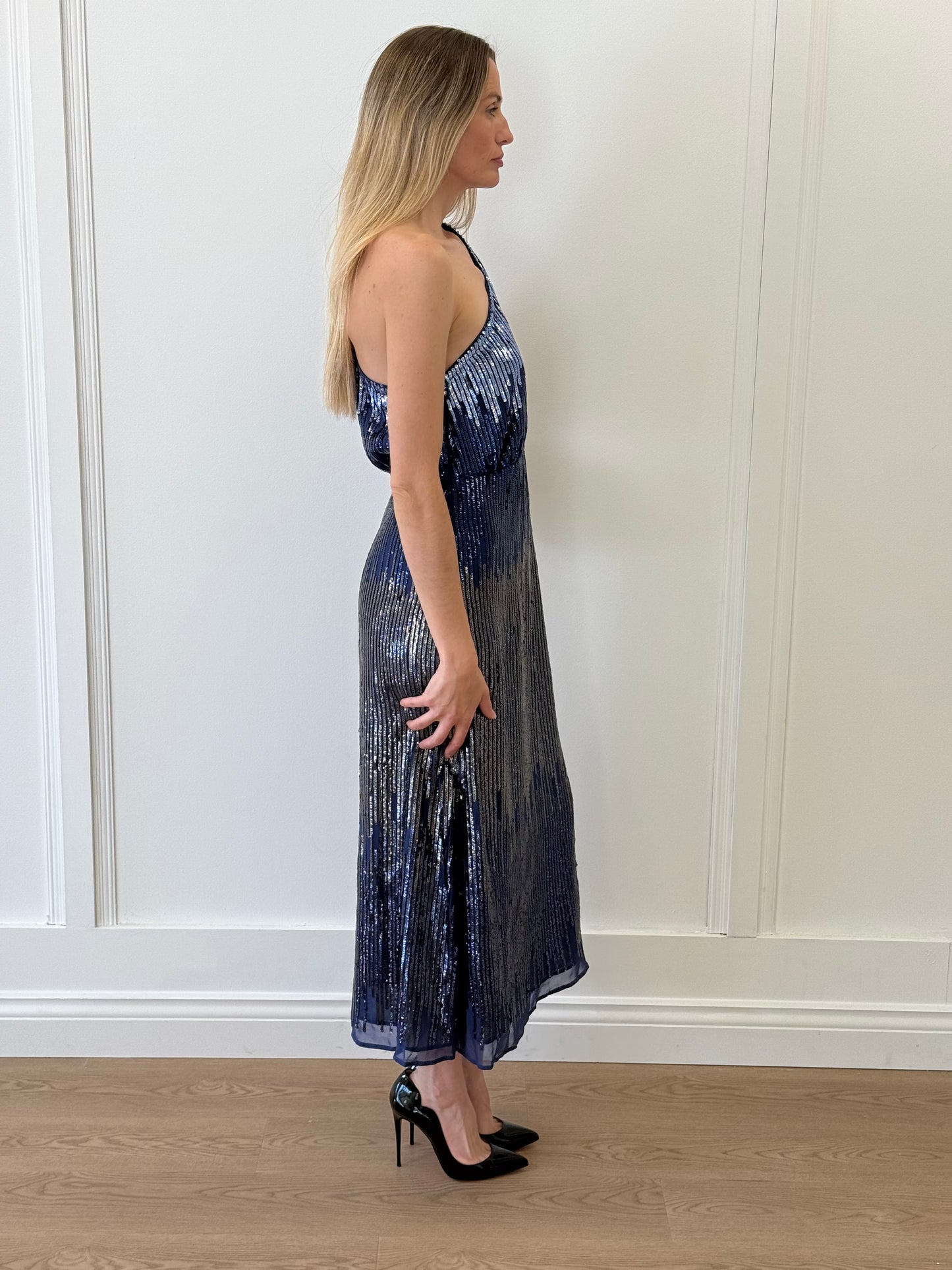 Rixo Bradshaw Sequin Dress - Blue (Size S)