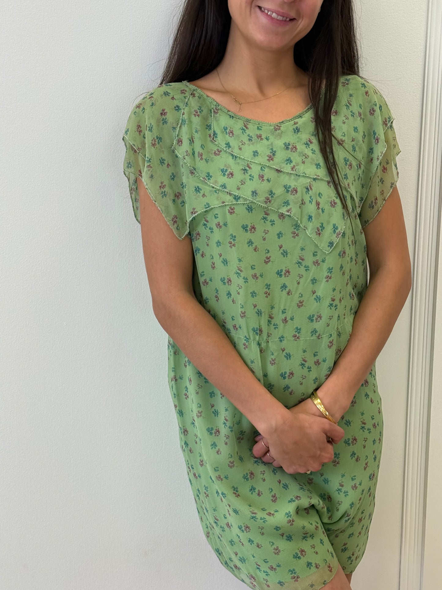 3.1 Phillip Lim Trim Floral Dress - Green/Floral (Size 2)