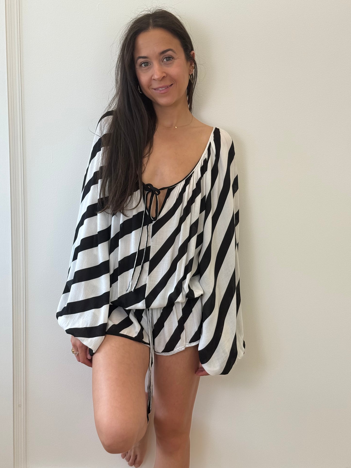 One Tea Spoon Black and White Playsuit (S)