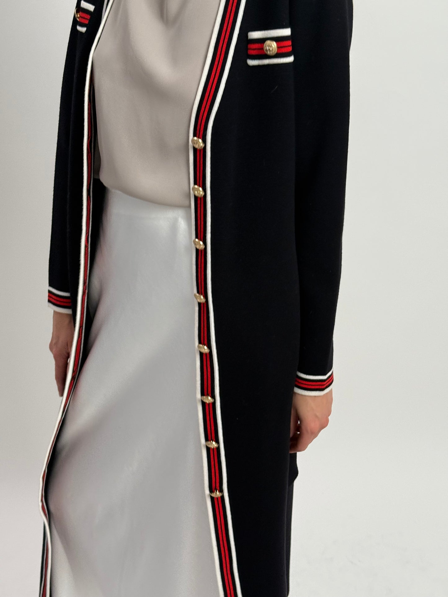 LK Bennett Sporty Trim Knitted Dress/Cardigan - Black (Small)