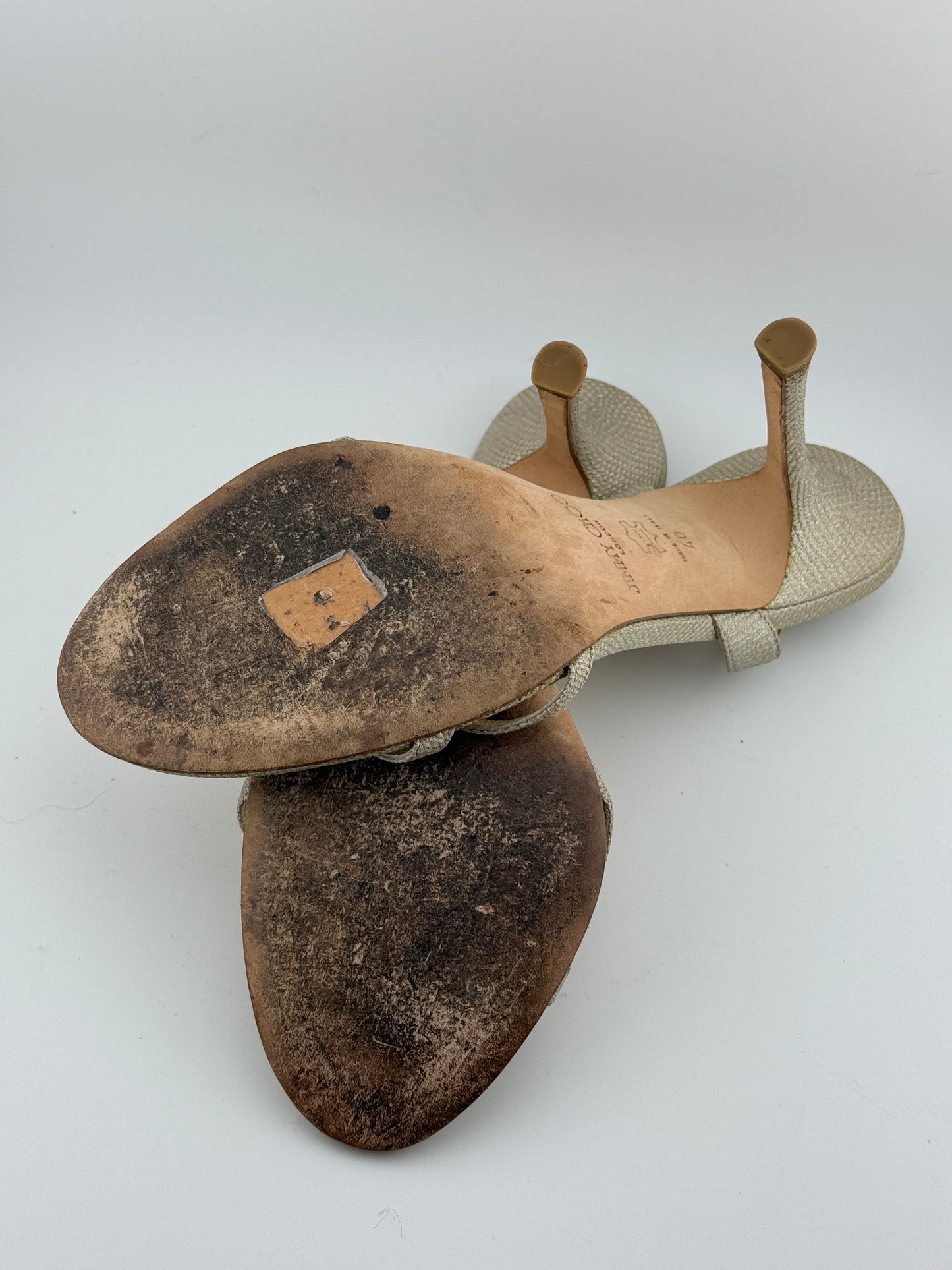 Jimmy Choo Sandals with Open Toe & Sling Back Strap - Gold Snake (EUR 40)