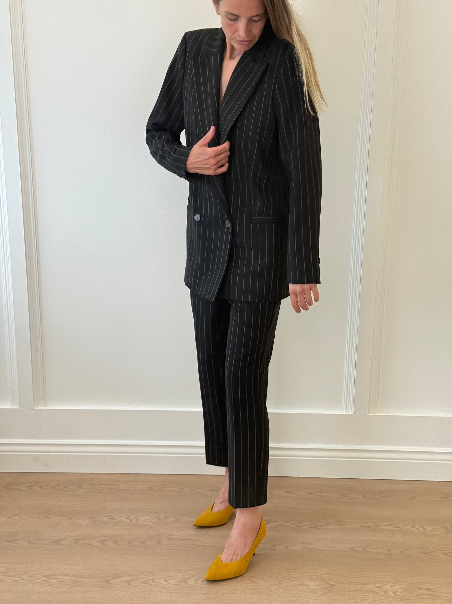 Ganni Double-Breasted Pinstripe Suit (38)