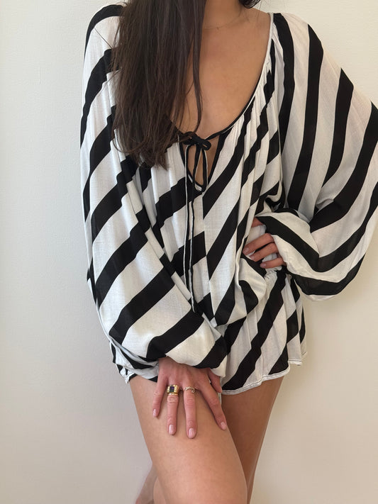 One Tea Spoon Black and White Playsuit (S)