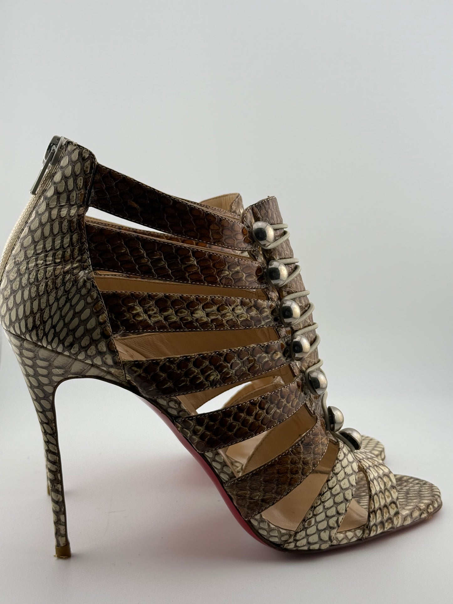 Christian Louboutin Gladiator Stiletto Sandals - Gold Snake (EUR 39.5)