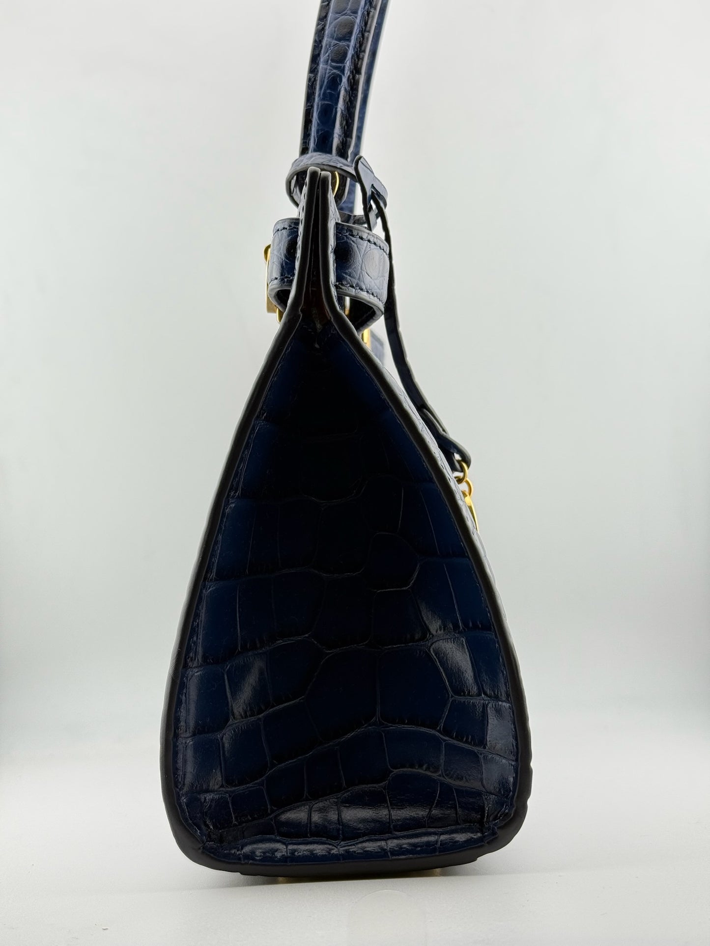 Tory Burch Croc Lee Radziwill Top Handle Bag with Detachable Straps - Blue