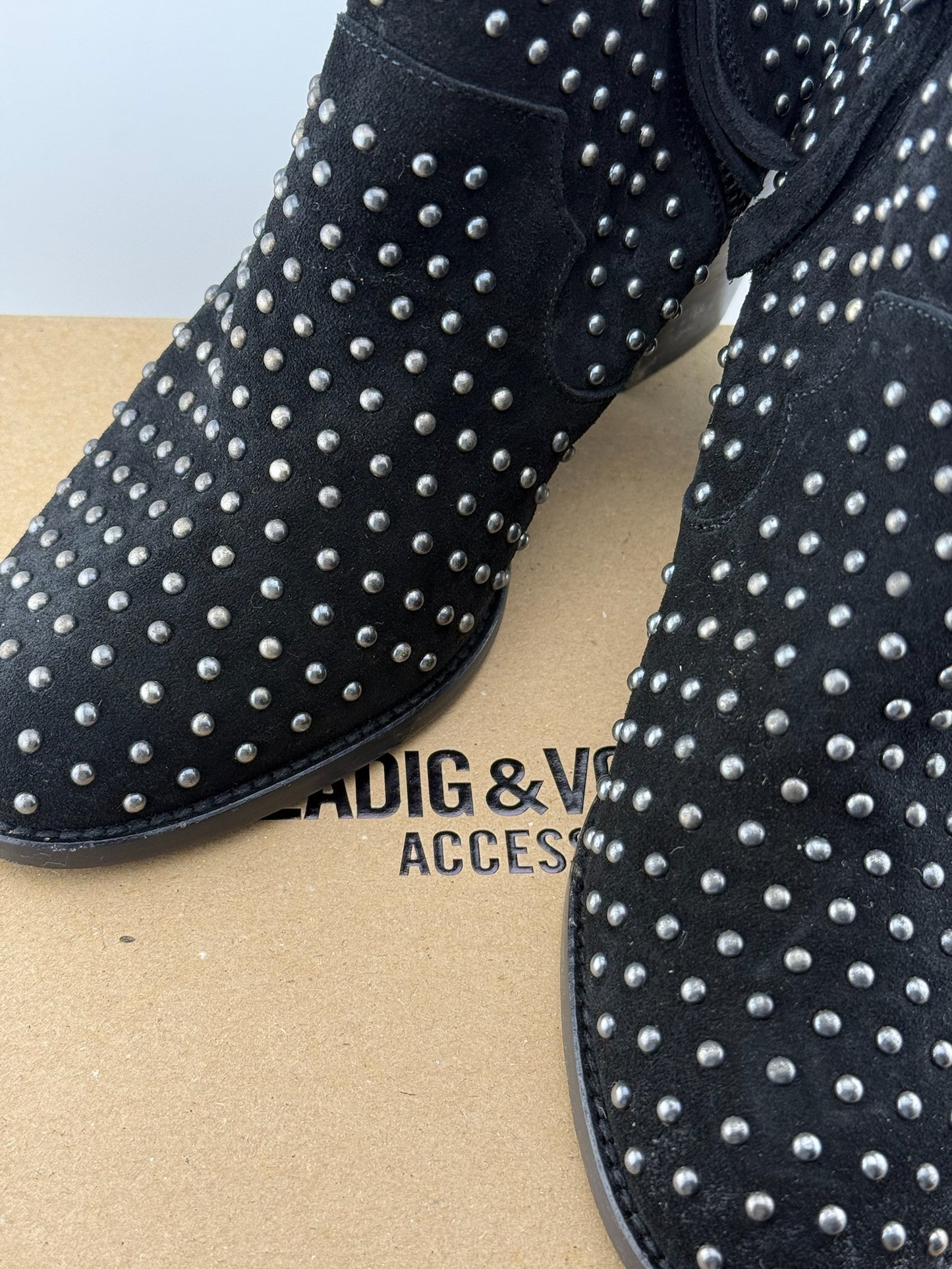Zadig & Voltaire Studded Western Ankle Boots - Black (EUR 37)