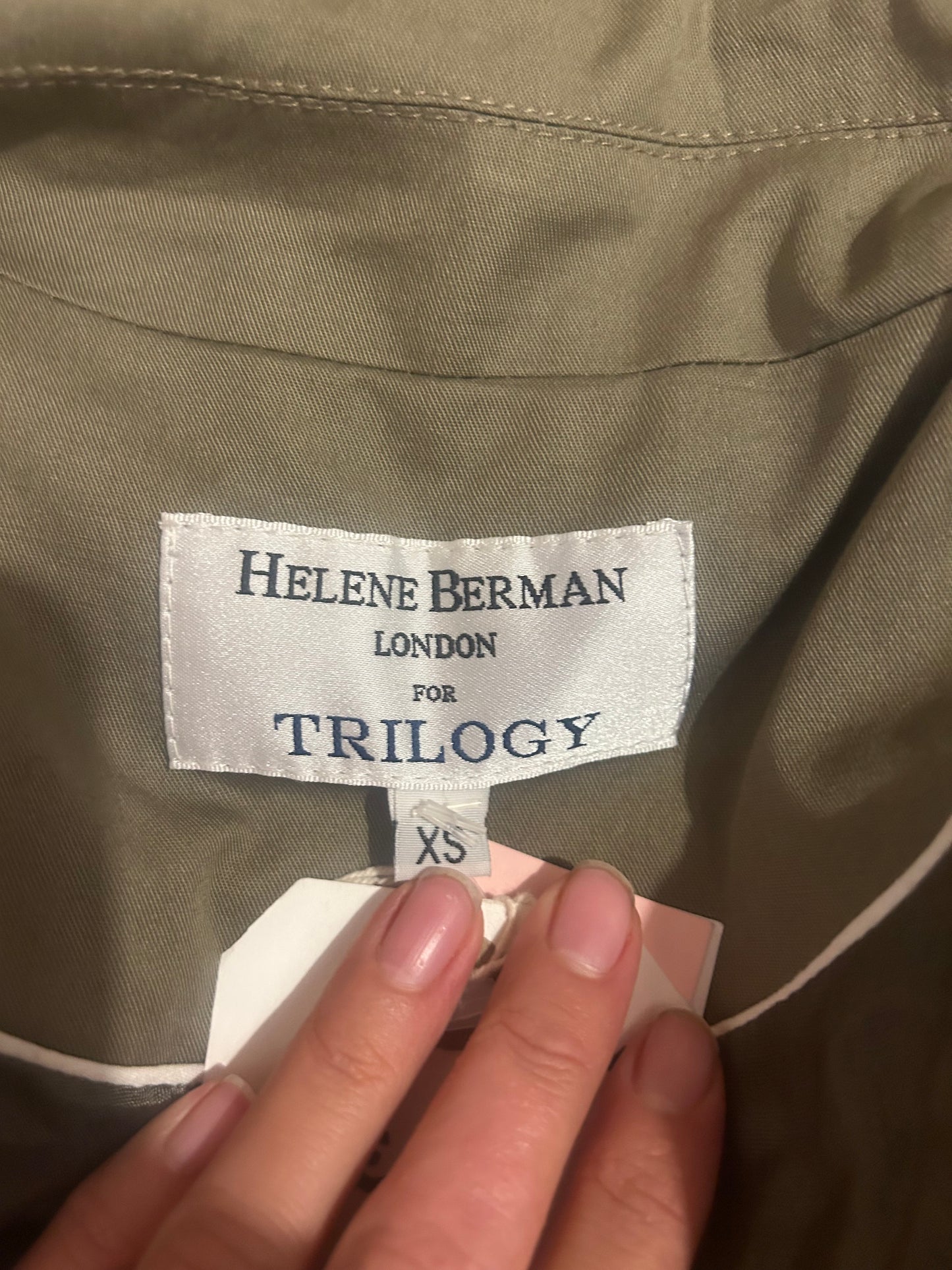 Helene Berman Khaki Green Trench Coat – Size XS