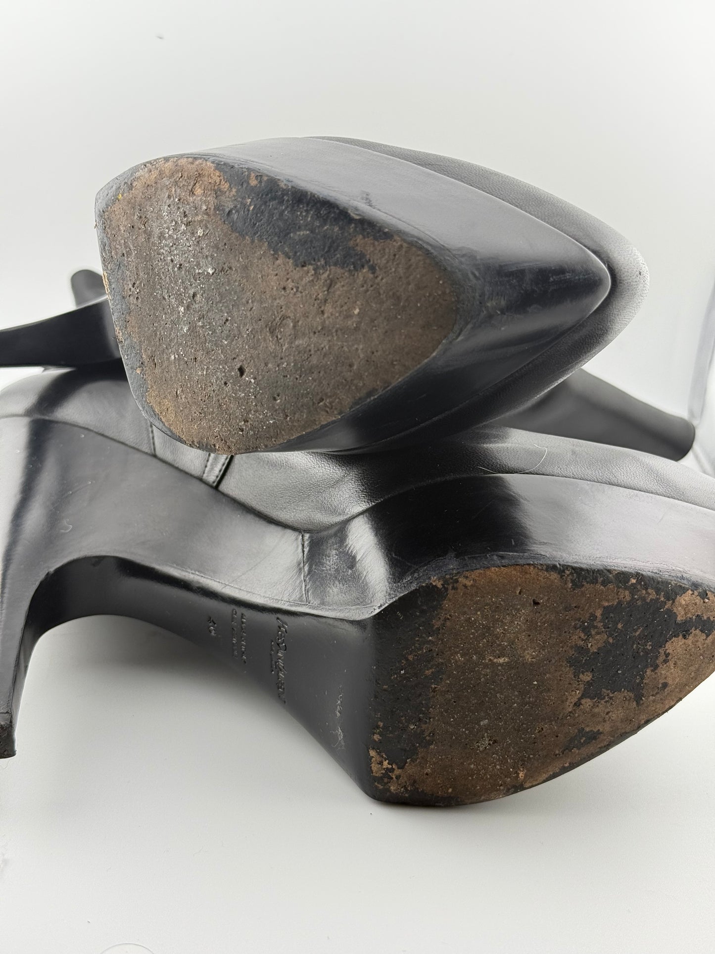 YSL Platform Ankle Boots with Single Buckle & Strap - Black (EUR 40)