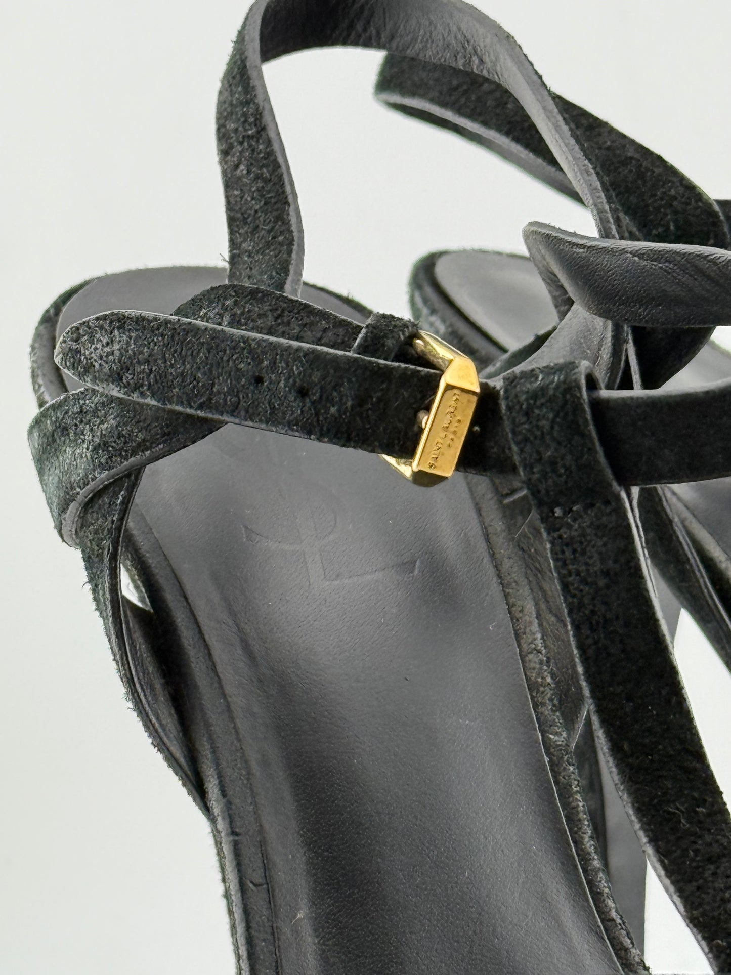YSL Tribute Woven Open Toe Platforms - Black (EUR 39)