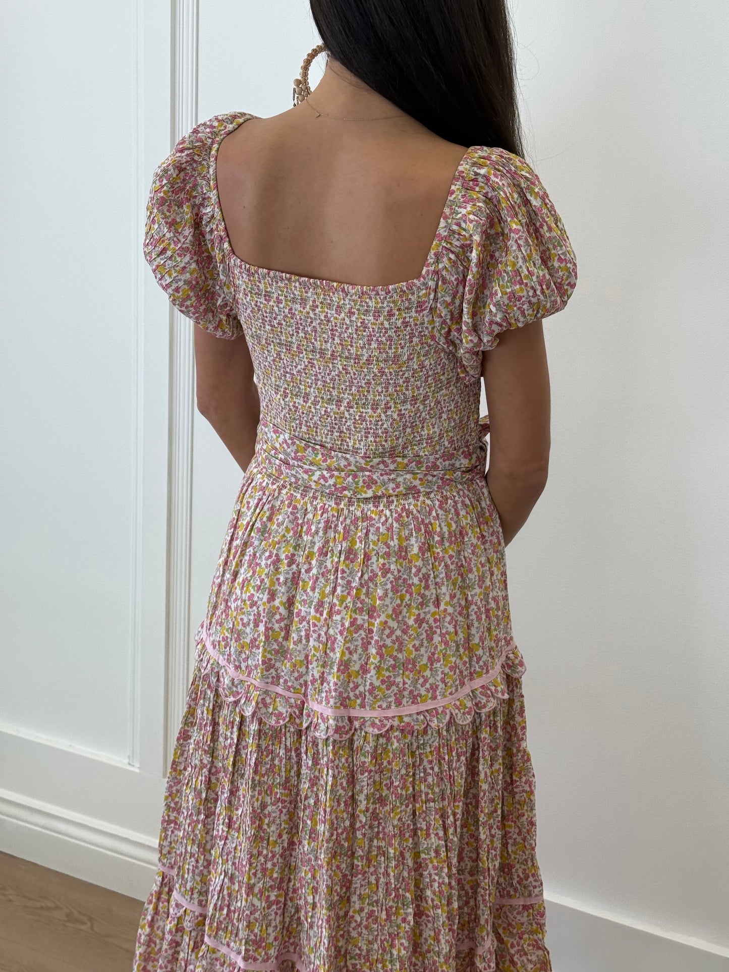 Love Shack Fancy Mid-Length Dress - Pink Floral (Size XS)
