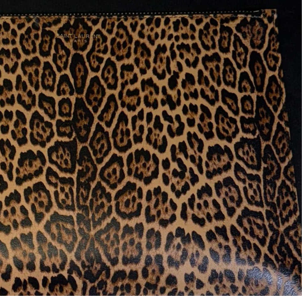 Saint Laurent Leopard Leather Single Zip Purse - Leopard