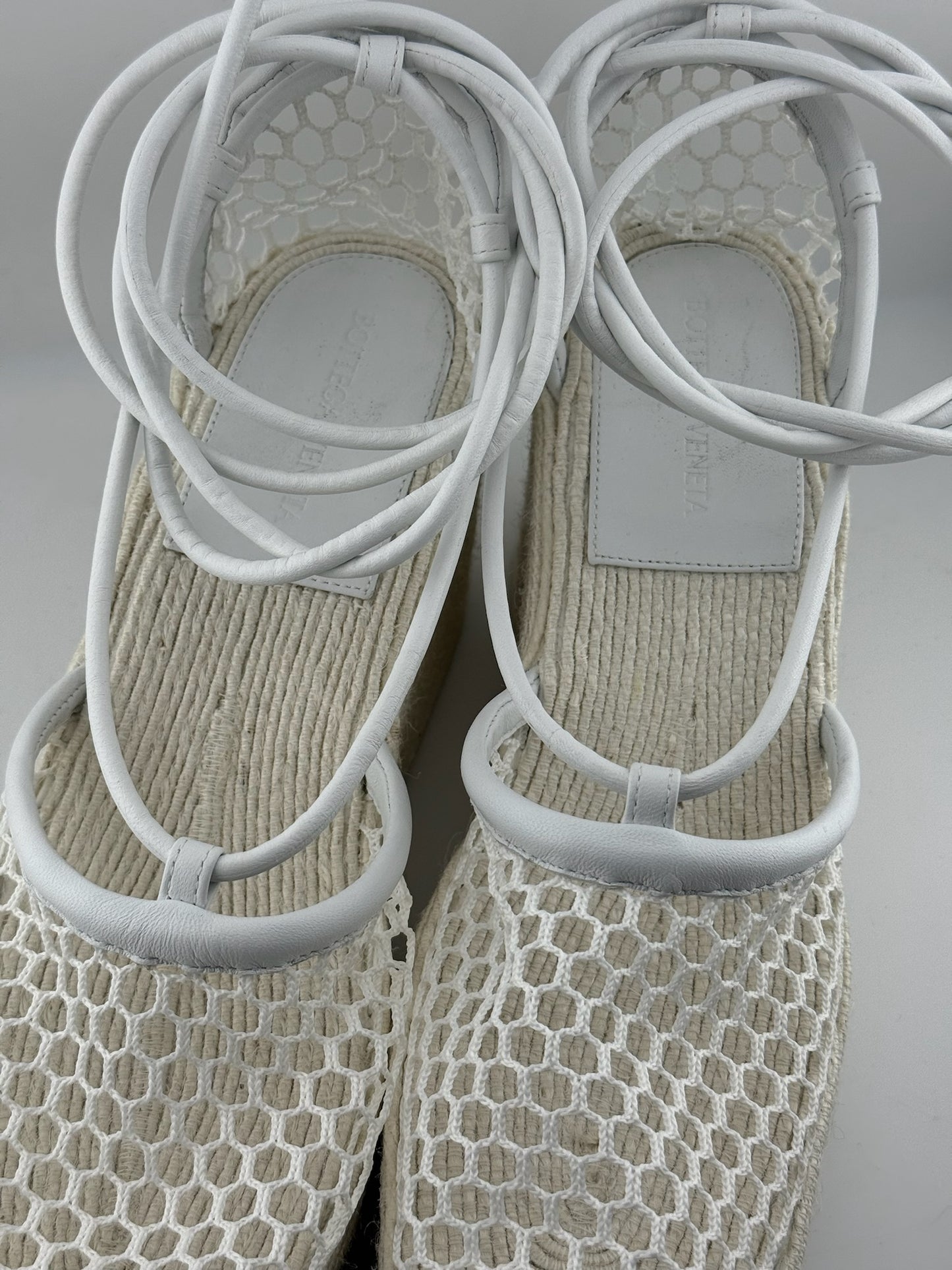 Bottega Veneta White Sporty Web Wedge Espadrilles