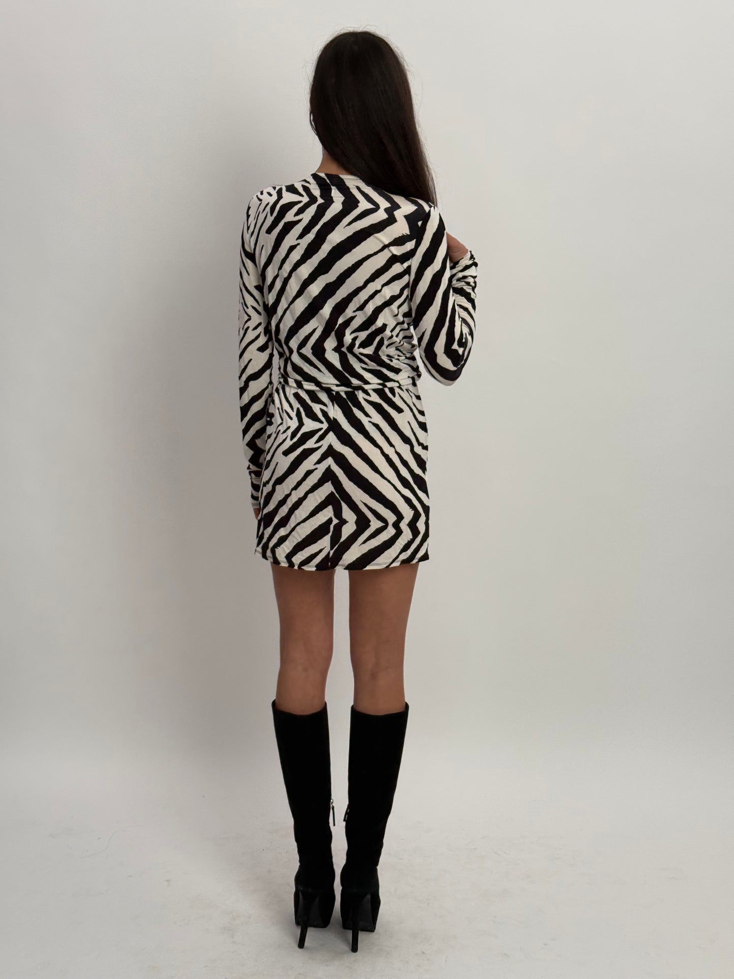 Rat & Boa Zebra Mini Wrap Dress - Zebra Print (XXS)