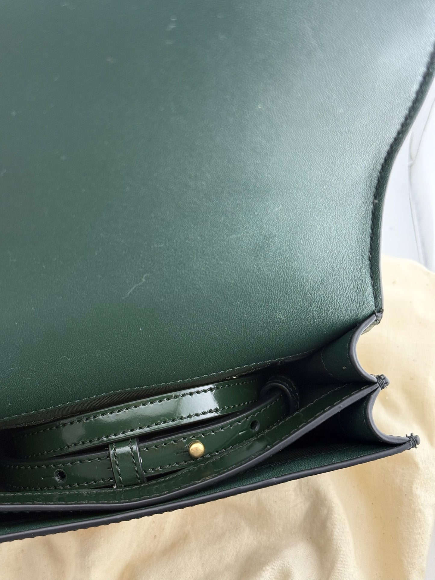 Tory Burch Patent Handbag with Detachable Strap - Green